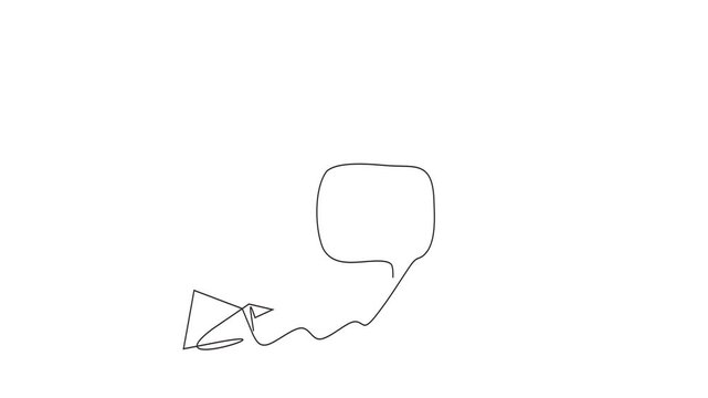 Animated self drawing of continuous line draw of  Message sent icon. A modern vector illustration featuring a paper airplane and speech bubbles, Full length one line animation. 4K	
