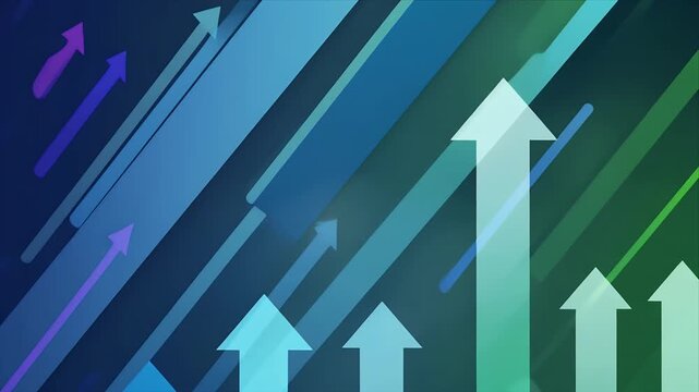 Dynamic arrows pointing upwards in a vibrant color gradient background
