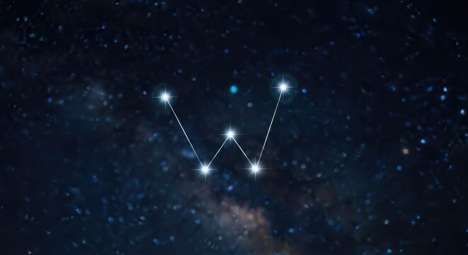 Constellation of Cassiopeia in the Night Sky.
