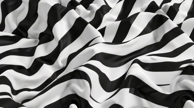 A fabric with a zebra pattern consisting of black and white stripes.