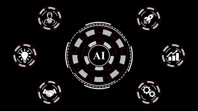 Artificial intelligence (AI), machine learning and modern computer technologies concepts. Business, 4k network concept. a futuristic holographic advanced HUD circle platform.4k