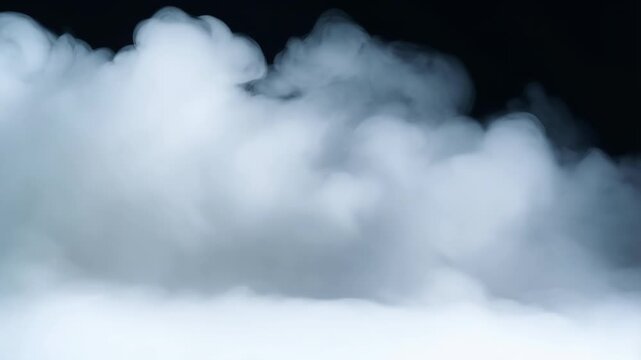 Smoke white fog on dark background with cloudy mist featuring steam, vapor, cloud with foggy and hazy elements for abstract, atmospheric projects,