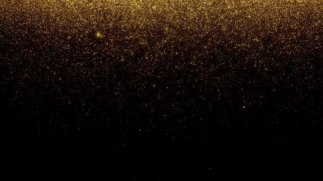 Glitter gold sparkles with shining particles on black background cinematic featuring photorealistic, wide shot, minimax with 768p and 16-9 elements