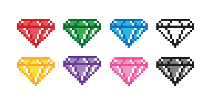 diamond pixel art vector gem jewelry icon logo game retro cartoom doodle illustration symbol design
