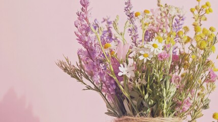 Obraz premium Beautiful Bouquet of Wildflowers Tied with Twine
