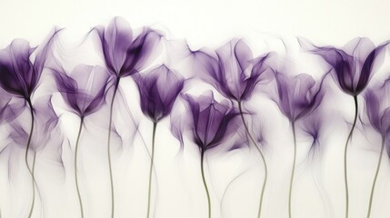 Obraz premium Ethereal Purple Tulips on White Background