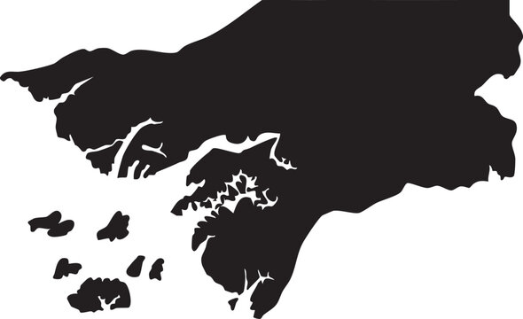 Black silhouette map of Guinea-Bissau and Bijagos Islands isolated on white background vector illustration for design