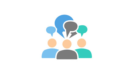 Obraz premium Team Communication Flat Vector Illustration, Group Discussion, Community Interaction, Collaboration, Social Network, Business Teamwork, People Conversation Icon for UI UX Design