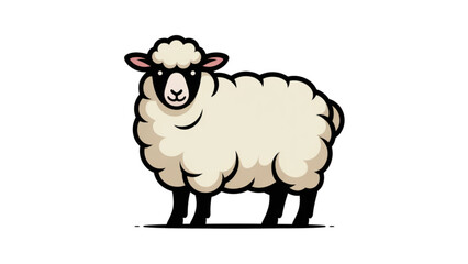 A stylized illustration of a white sheep standing upright on four legs Vector © MDSOPON