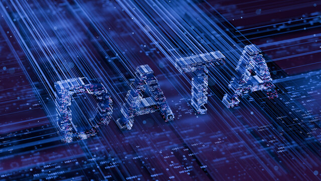 Big data technology Data science analysing artificial intelligence generative AI deep learning machine learning algorithm Neural flow network analytics innovation abstract futuristic. 3d rendering.