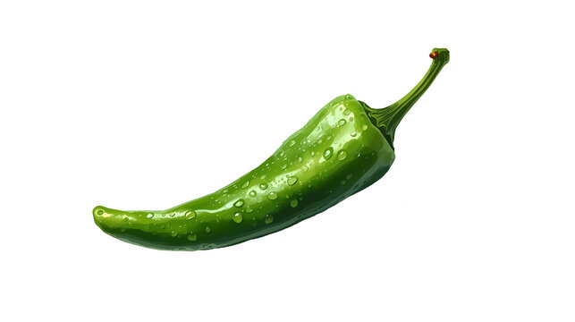 Fresh green chilli illustration isolated transparent background spicy ingredient for cooking recipes kitchen use food clipart grocery menu design