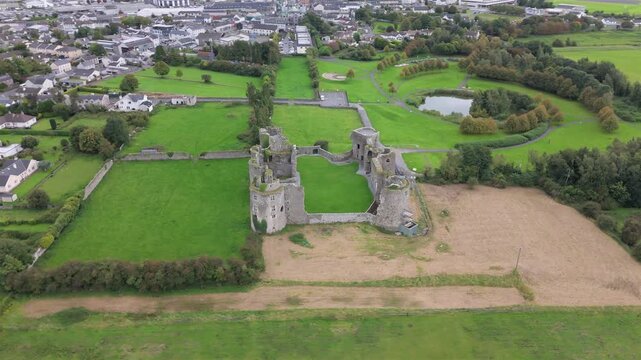 Aerial view of Roscommon castle in the Republic of Ireland