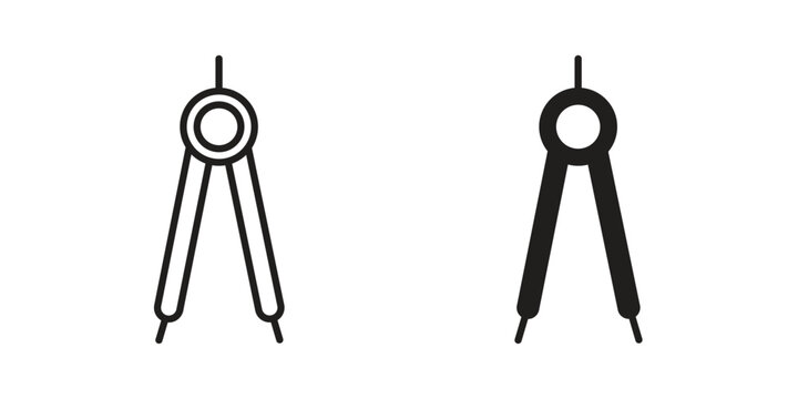 Drafting compass icon collection on white background. Vector icon art.