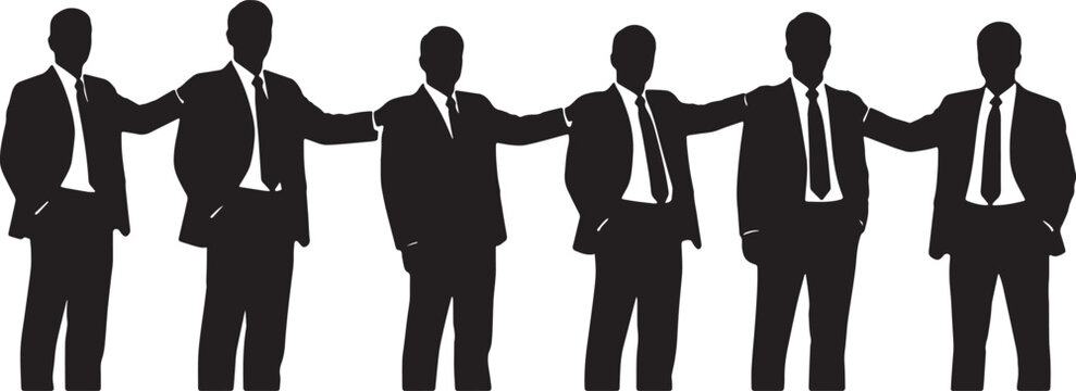 Black Solid Corporate Leaders Support Shoulder Silhouettes Set of Six on White Background