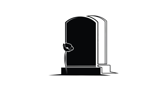 Black tombstone, grave marker, funeral icon, silhouette symbol