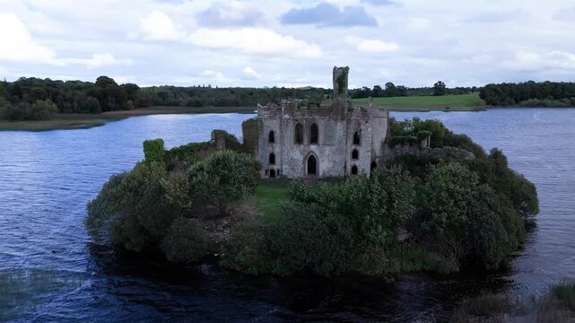 Aerial view of Mc Dermott Castle, County.Roscommon - Ireland