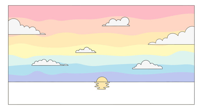 Cartoon Yellow Duck Swimming Alone.