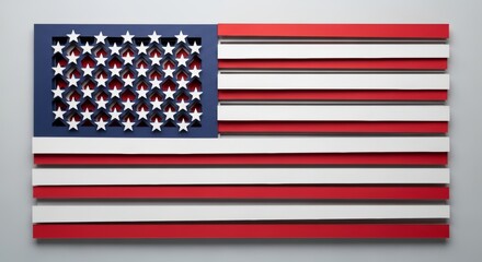 Fototapeta premium American flag painting with distressed wooden texture