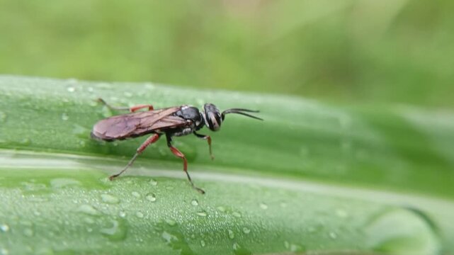 macrofauna of sawflies on leaves of the order Hymenoptera, invasive leaf-eating insect pests