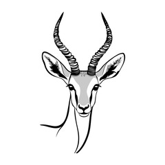 Logo fauna africana. Dibujo sencillo de cabeza de gacela vista de frente  © teracreonte