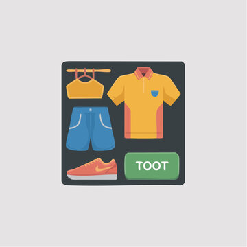 Colorful illustration of clothing items with TOOT label