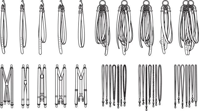 Illustration of intricate line art depicts various forms of rope. Showing different shapes and arrangements, highlighting the versatility of the material and artistic technique.