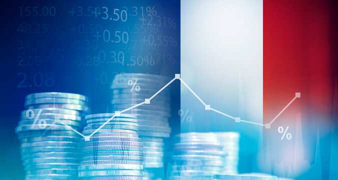 France financial inflation crisis with stock market graph , economy problem , investment analysis concept
