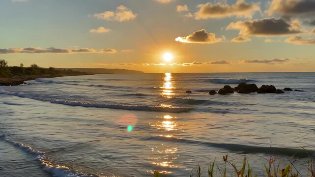 Sunset natural scenery by the sea