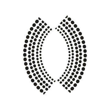 Abstract Symmetrical Dotted Arch Logo and Halftone Geometric Icon.