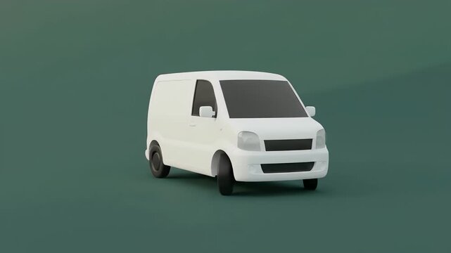 Minimalist Cartoon White Mini Van or Compact Car Front View