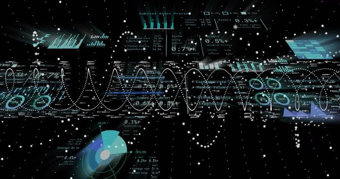 Holographic HUD unfolding on data pulse waveform pulsing radar sweeping panels flagging metrics