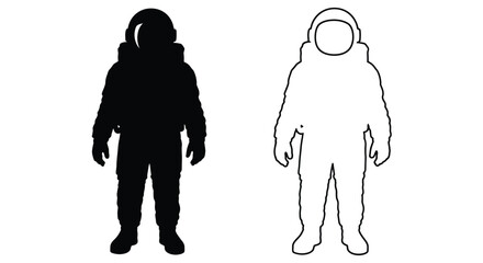 Two astronauts depicted in contrasting forms a striking silhouette © adobeamena