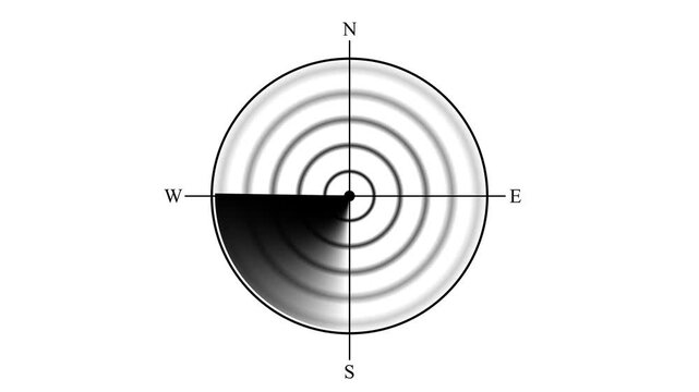 Radar screen loop with scanning beam circular grid, Abstract radar screen digital interface, Futuristic digital radar interface data detection and monitoring technology, Radar Scanning .