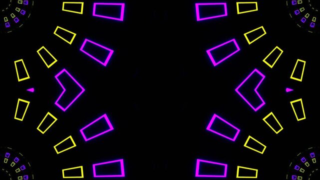 Purple and Light Green Neon Light Spherical Kaleidoscope Background VJ Loop in 4K