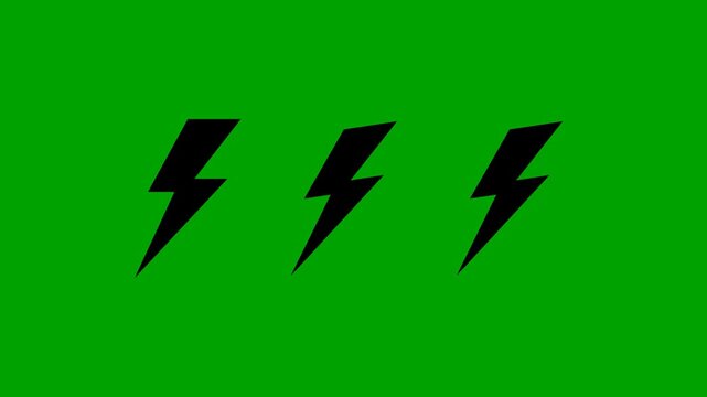 Lightning Bolt Warning Symbol on Green Screen