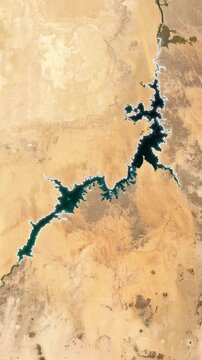 Lake Nasser Map With Loop Animation In Vertical