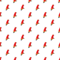 Obraz premium Red tropical parrot bird repeating on a white background wallpaper