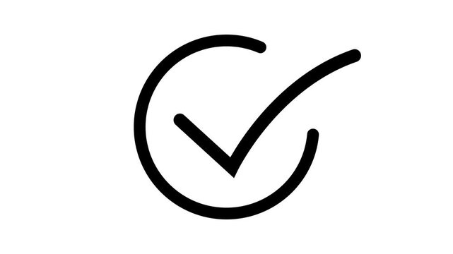 Glowing tick mark icon isolated on black Modern check mark icon animation on a white background. with 4k video animation.