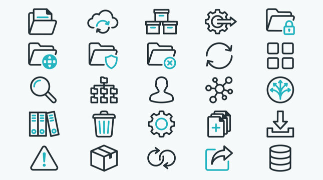 Data Management and File Organization Icon Set