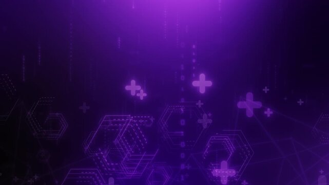 Digital Healthcare Technology Background with Medical Cross Icons and Data Network