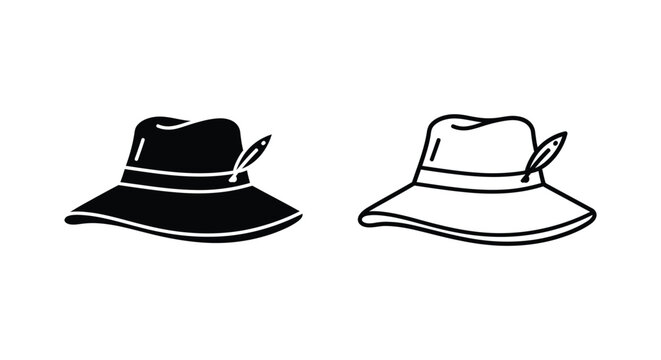 Black and white hats with leaf Vector