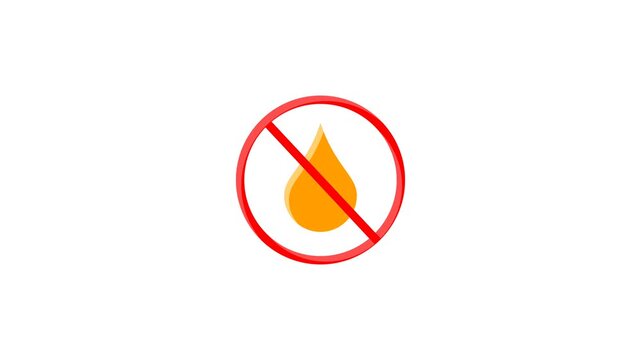 Warning symbol indicating no liquid, water, or oil allowed concept