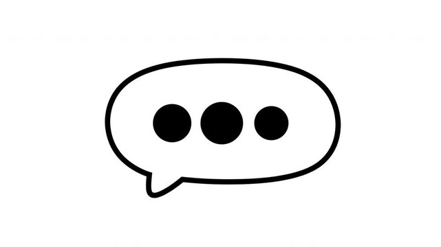 Minimal speech bubble typing indicator with three dots in 4K