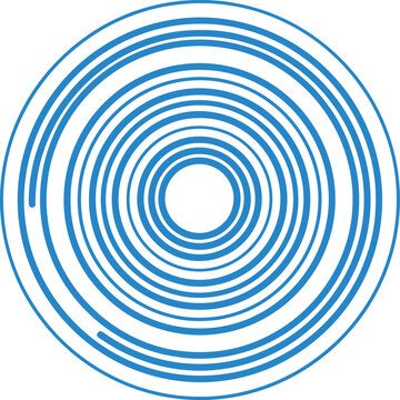Blue Concentric Circles on White Background