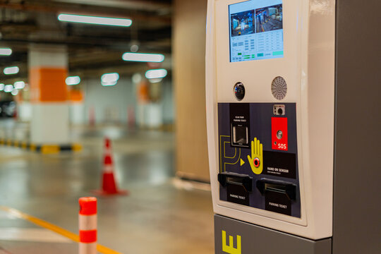 Parking ticket scanner for the car park.