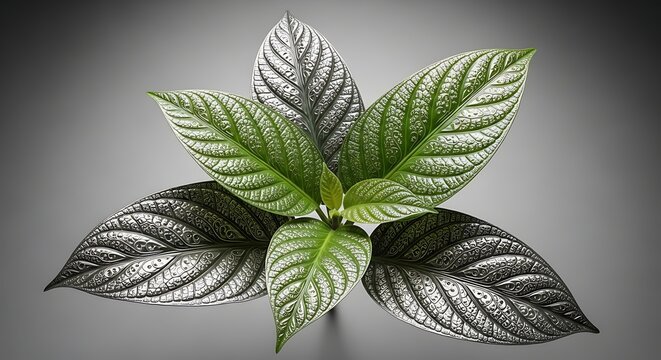 Vibrant green shoots emerge from a foundation of desaturated leaves, symbolizing renewal and the cycle of growth in nature's delicate balance