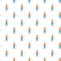 Fototapeta premium Man with hose watering creating a repeating graphic background