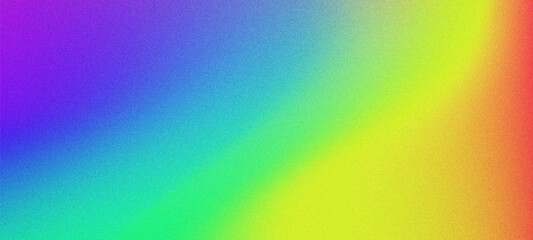 Abstract background with a striking rainbow gradient blending purple, blue, green, and yellow, enhanced by a grainy texture for a modern digital art feel.