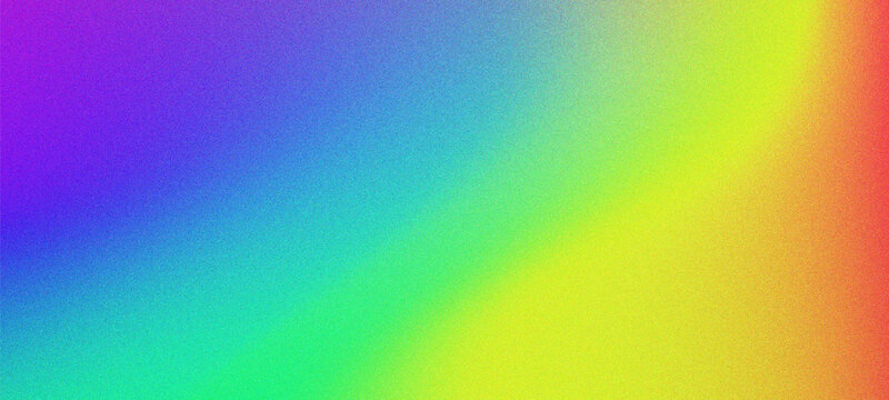 Abstract background with a striking rainbow gradient blending purple, blue, green, and yellow, enhanced by a grainy texture for a modern digital art feel.