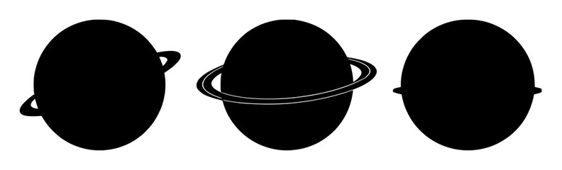 Fototapeta premium Solid black icon, white background: planet space class set with simple line art design featuring simple design, minimalist, black and white with illustrations and graphics